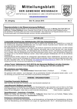 mitteilungsblatt der gemeinde weissbach