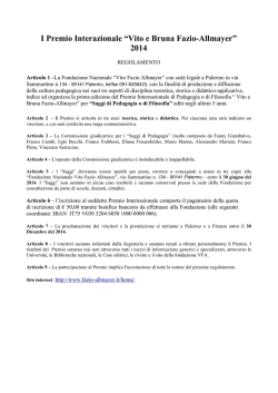 I Premio Interazionale &ldquo;Vito e Bruna Fazio-Allmayer&rdquo; 2014