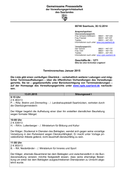 Terminvorschau Januar 2015 - Verwaltungsgericht des Saarlandes