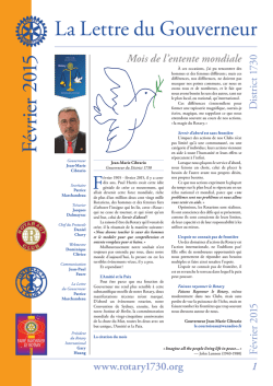 F&eacute;vrier 2015 - Rotary International District 1730