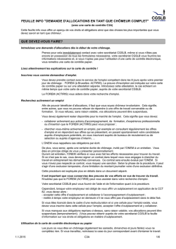Feuille info demande d`allocations en tant que ch&ocirc;meur