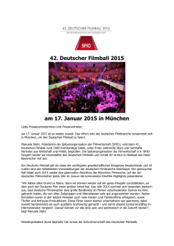 42. Deutscher Filmball 2015 am 17. Januar 2015 in München