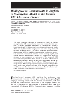 Willingness to Communicate in English: A