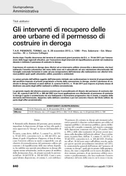 Gli interventi di recupero delle aree urbane ed il permesso di