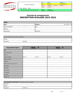 INSCRIPTION SCOLAIRE 2015-2016