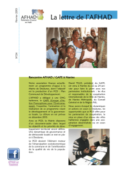 Dernière Newsletter - Association France Haïti Artibonite Desdunes