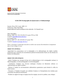GGR-2304 Stratigraphie du Quaternaire et Sédimentologie