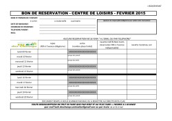 BON DE RESERVATION - CENTRE DE LOISIRS