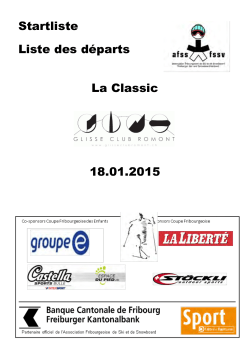 Startliste Liste des départs La Classic 18.01.2015