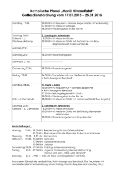 Gottesdienstordnung vom 17.01.2015 &ndash; 25.01.2015