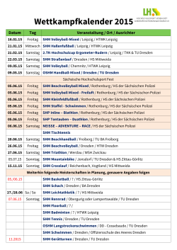 Wettkampfkalender 2015