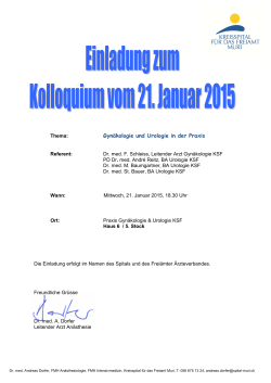 Einladung zum Kolloquium vom 21. Januar 2015