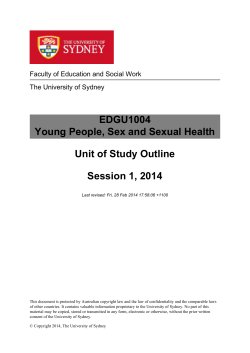 EDGU1004 Young People, Sex and Sexual Health Unit of Study