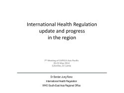 International Health Regulation update and progress in the