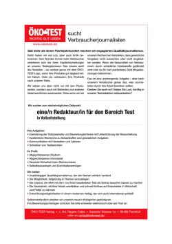 eine/n Redakteur/in f&uuml;r den Bereich Test - &Ouml;ko-Test