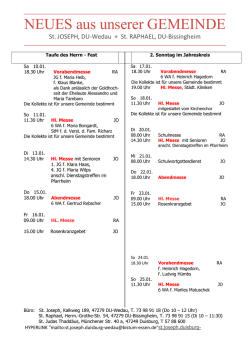 NEUES aus unserer GEMEINDE