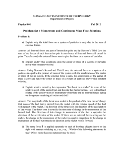 Problem Set 4 Momentum and Continuous Mass Flow Solutions
