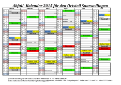 Abfall Kalender 2015 für Saarwellingen