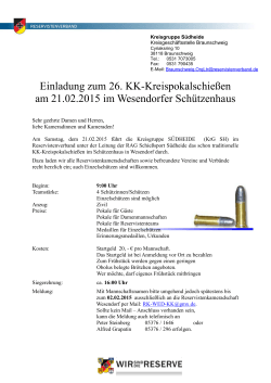 Einladung zum 26. KK-Kreispokalschießen am 21.02.2015 im