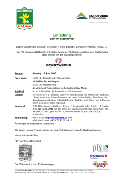 Jubil&auml;umsturnier Stadtturnier - Hier alles Infos