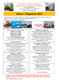 Jahres – Programm 2015