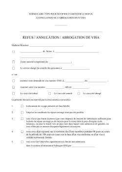 Annexe 10: Formulaire Refus de visa