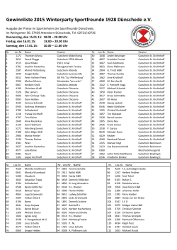 Gewinnliste 2015