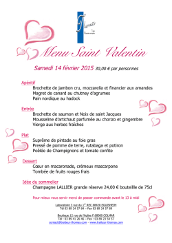 Menu St Valentin - Traiteur Thomas