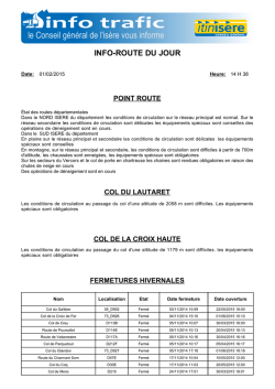 INFO-ROUTE DU JOUR