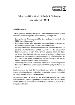 Schul- und Gemeindebibliothek Düdingen Jahresbericht 2014