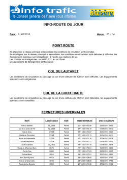 INFO-ROUTE DU JOUR