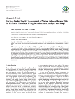 Surface Water Quality Assessment of Wular Lake, A Ramsar Site in