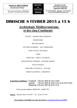 DIMANCHE 8 FEVRIER 2015 &agrave; 15 h Arch&eacute;ologie