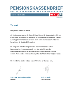 Pensionskassenbrief 04/2014 - Fachverband der Pensionskassen