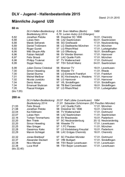 DLV - Jugend - Hallenbestenliste 2015 M&auml;nnliche Jugend U20