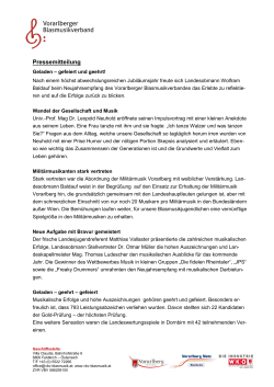 Pressebericht - VBV - Vorarlberger Blasmusikverband