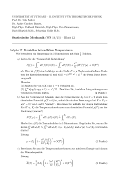 Statistische Mechanik (WS 14/15) – Blatt 12
