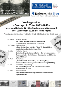 Vortragsreihe »Gestapo in Trier 1933