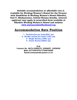 Accommodation Rate Position - State Social Welfare Board, Odisha