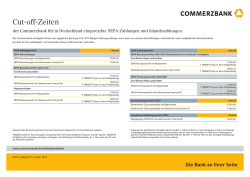 Cut off Zeiten der Commerzbank f&uuml;r in Deutschland eingereichte