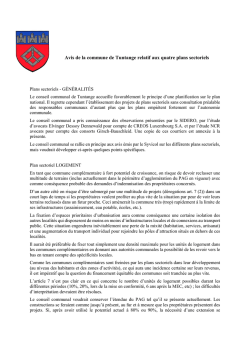 Avis de la commune de Tuntange relatif aux quatre plans sectoriels