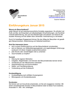Einf&uuml;hrungskurs Januar 2015 - Besuchsdienst Uster