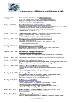 Jahresprogramm 2015 der Sektion Chiemgau im BDK