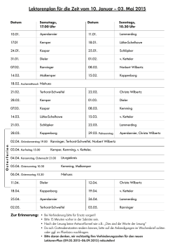 Lektorenplan für die Zeit vom 10. Januar – 03. Mai - St. Stephanus