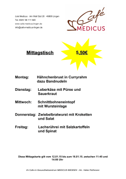 Café Medicus • Am Wall Süd 20 • 49808 Lingen