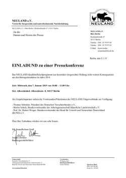 EINLADUND zu einer Pressekonferenz - Neuland