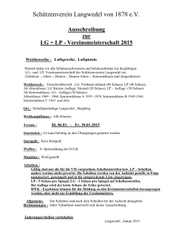 Ausschreibung zur LG + LP Vereinsmeisterschaft 2015