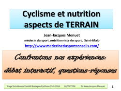 Cyclisme et nutrition Dr JJMenuet