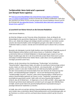 Leserbrief von Rainer Knirsch und die Antwort der Extranet