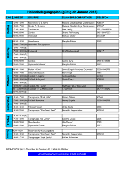 Hallenbelegungsplan (g&uuml;ltig ab Januar 2015)
